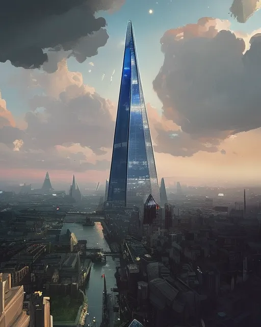 The shard in londen in de stijl van samuel cooper